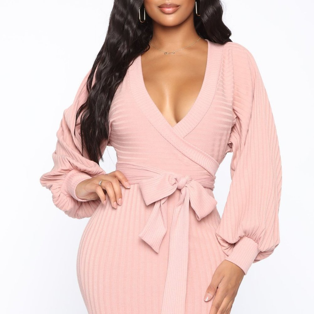 NWT Fashion Nova  Call Again Mini Dress - Bellini Blush